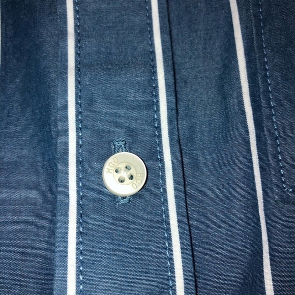 Hollister Blue White Striped Button Up Collared Shirt Men's Medium M 100% Cotton - Picture 6 of 8